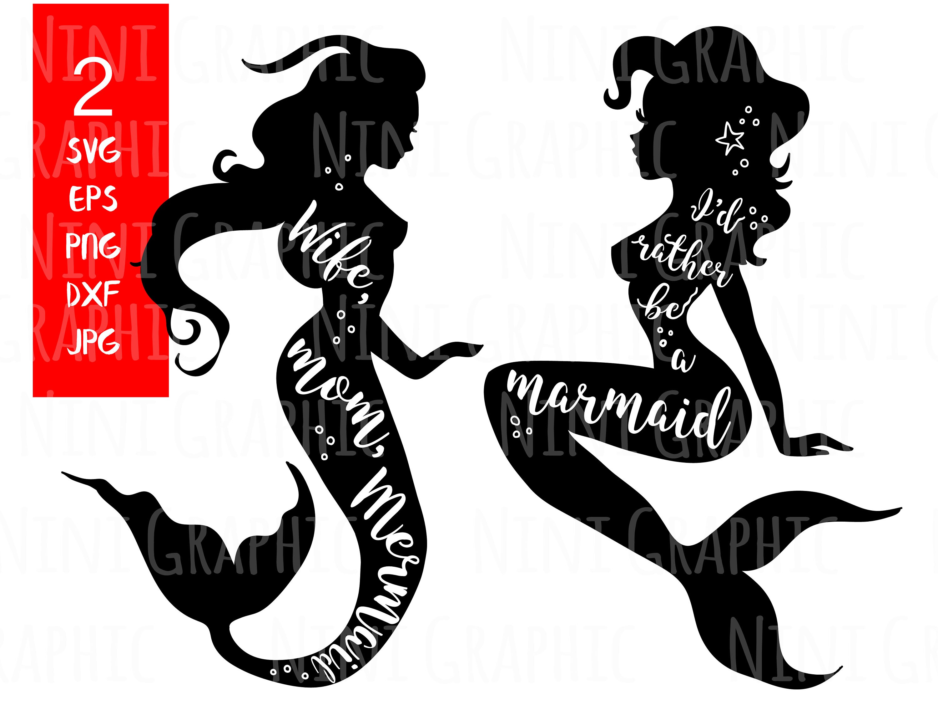 Download Wife Mom Mermaid & I'd rather be a mermaid, SVG files for ...