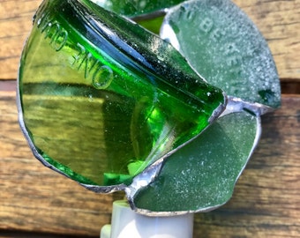 Green vintage bottle night light