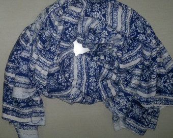Square Scarf Rayon Scarf Indian Scarf Blue and White Scarf