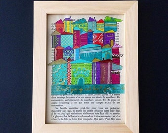 Illustration - collage posca city on book page