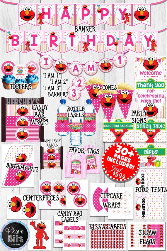 Girl Elmo Birthday Decorations Pink Elmo Party Printable