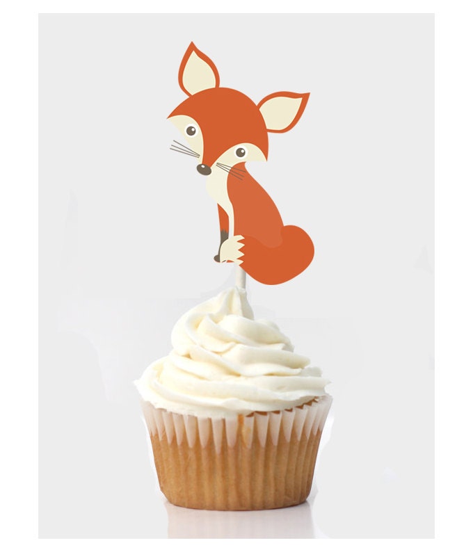 Fox Printable Cupcake toppers Birthday Baby Shower INSTANT