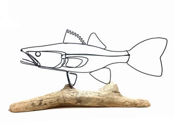 Walleye Wire Sculpture, Fish Wire Art, Minimal Wire Design, 584595131