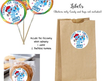 40 Blues Clues Personalized Lollipop Stickers, Use for Goody Bags, envelope seals, etc - 2inch diameter