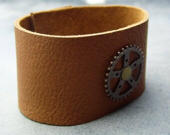 leather bracelet, wrap bracelet, steampunk bracelet, cuff bracelet, brown bracelet, leather wrap, wristband, wide leather cuff, mens leather