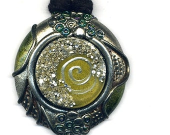 Polymer clay pendant - necklace