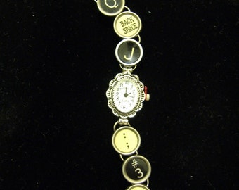 TYPEWRITER KEY WATCH Custom Design Vintage Initials Name You Choose