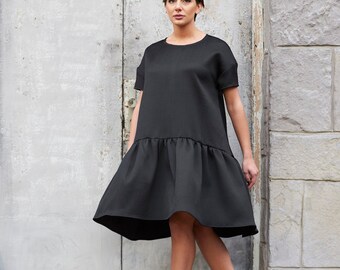 Black Dress, Gothic Dress, Oversized Loose Dress, Women Dress, Knee Length Dress, Black Summer Dress, Victorian Clothing, Minimalist Dress