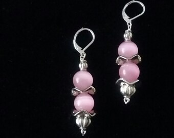 Pink Cat's Eye Earrings