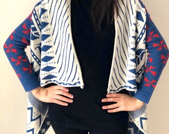 Boho Cardigan, Bohemian Cardigan, Tribal Cardigan, Hippie Cardigan, 80s Sweater