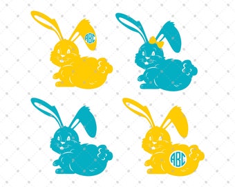Easter Bunny svg eps dxf png cut files Monogram frames Cricut Silhouette Die Cut Machines Vinyl Cutters Vector Graphic Files