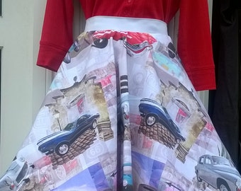 1950s/60s inspired full circle skirt. Vintage car design