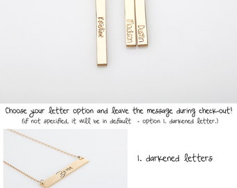 Vertical Bar Necklace, Minimalist Jewelry, Rose Gold or Gold filled Necklace, Personalized Tag Necklace, Custom Engraved, Mothers Necklace