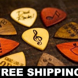 Personalized Guitar Picks - Custom Guitar Pick - One Custom Pick - Custom Engraved Guitar Pick - Wood Guitar Picks - Custom Musician Gift