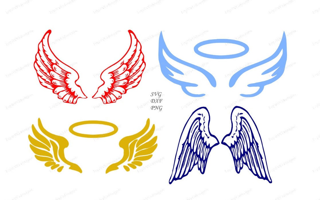 Download Angel Wings SVG cutting files DXF PNG included design for