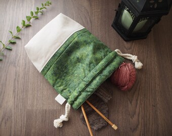 Small Project Bag, Drawstring Project Bag, Sock Bag, Modern Project Storage Bag, Stylish 2 Skein Sock Bag, Yarn organizer, Small Drawstring