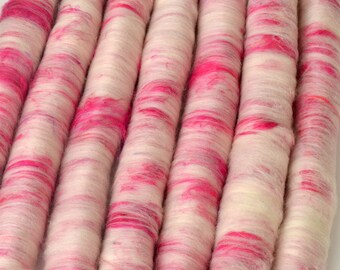 Rolags - Hand Blended Ramboillet and Silk Rolags for Spinning - 100grams