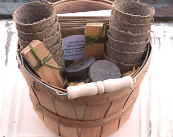 Herb Seed Kit, Deluxe Herb Garden Set, 12 Varieties of Herb Seeds, Gardening Gift, Seed Starting Supplies in Gift Basket, Hostess Gift