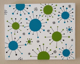 Mid Century Modern Wall art Atomic 1950s Starburst painting