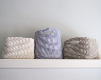 Crochet Basket large. Round basket. Crochet basket. Square basket. Storage basket. Cestino uncinetto. Grande cesto. Häkeln Korb. Panier.