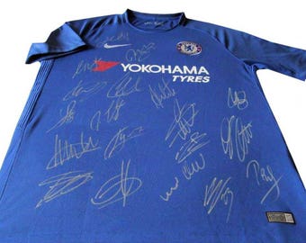Chelsea Team Signed Autograph Jersey includes Hazard, Luiz, Fàbregas, Conte