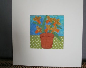 Daffodils. Original Textile Art.