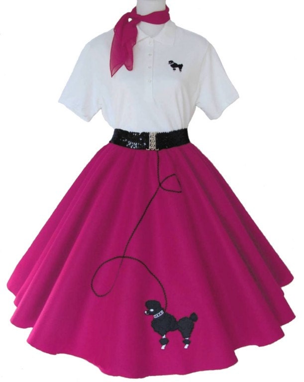 Womens 4 pc 50's POODLE SKIRT OUTFIT for Adult s m l xl