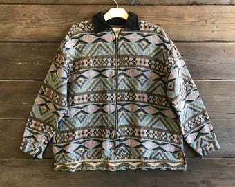 Vintage 90s Navajo Print Zip-Up Jacket