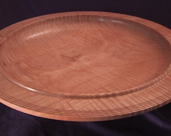 Large, Curly Fiddleback Maple, Centerpiece, Wooden, Lathe Turned Platter, Bowl, Handmade In Montana, Decor, Housewarming Gifts, Lady, 1274