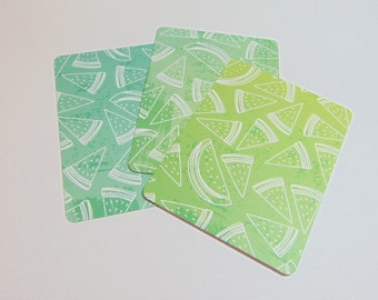 3x4 Green & Yellow Watermelon Slice Journal Cards Set of 3