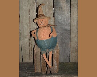 Primitive Folk Art Pumpkin Man Instant Download PDF sewing pattern Halloween HAFAIR OFG haguild faap 493