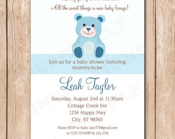 Boy Bear Baby Shower Invitation - 1.00 each printed