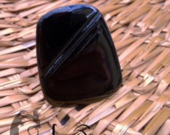 Hommage à Soulages : Bague en cuivre émaillé, noir lumineux