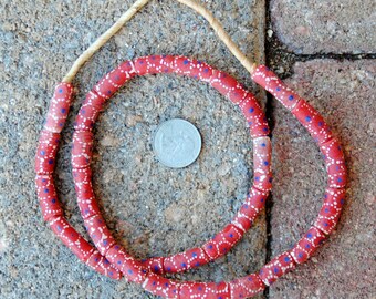 Krobo Beads:Pink/Blue/White (8x20mm)