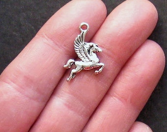 10 Pegasus Charms Antique Silver Tone - SC1177