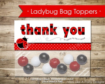 Ladybug Thank You Bag Topper- Instant Download