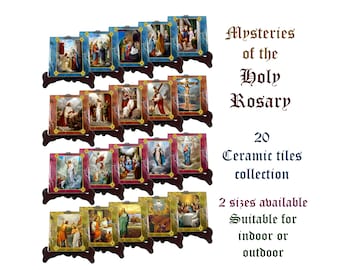 Religious gifts - The Mysteries of the Holy Rosary - 15 or 20 tiles collection, 2 sizes available, virgin mary, catholic rosary, prayer room