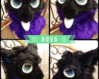Custom Fursuit Head--Choose Up to 2 colors of fur, resin blank, Simple/ Basic designs, FURRY, CAT, FURSUIT, Resin blank, fursuit head base