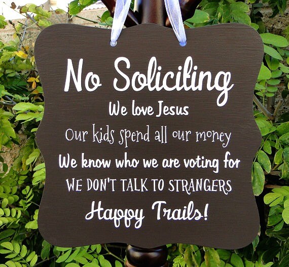 No Soliciting Sign, Happy Trails, Front Door Sign, Door Hanger, Home Decor