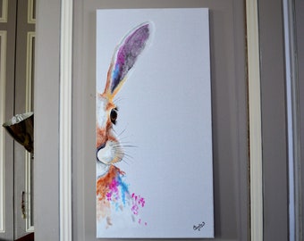 Rabbit 60 * 30, original painting in acrylics, Bunny head