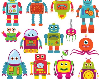Fabric by the yard "Robots" Home Decor Fabric