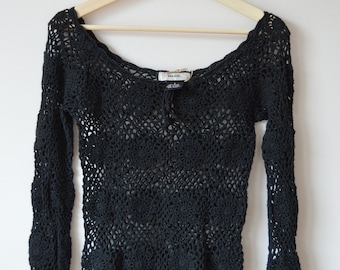 1990's Crochet Black Top