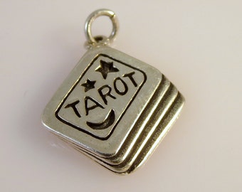 Sterling Silver 3-D TAROT CARDS Charm Pendant Fortune Teller Deck Reading .925 Sterling Silver New hb04