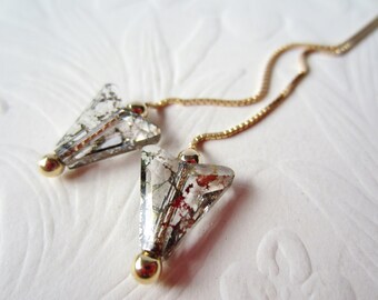 Threader Earrings-SwarovskiCrystal-Gold Patina Arrow