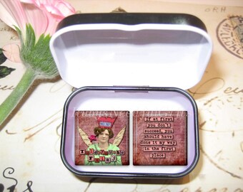 Set of 2 Glass Tile Magnets, Fridge Magnets in gift tin, Funny Fairy Magnets, Best friends gift, Hostess Gift, SET OF 2.