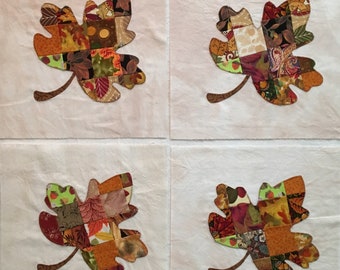Patchwork Maple Leaves Appliqued Quilt Blocks