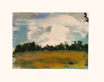 Original Landscape Painting, Artist Trading Card, ACEO, Original Art, Small format Art, Miniature Painting,Winjimir, Decor, Gift, Clouds,Sky
