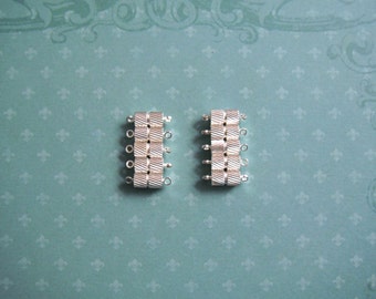 Magnetic Clasp 9X5mm Silver Plated Fluted Pack Of 10 Sets
