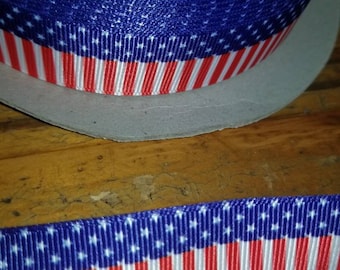 Red, white, and blue ribbon, Patriotic, Americana, 4th of July grosgrain ribbon 7/8 wide
