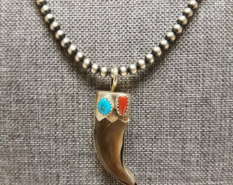 Navajo Sterling Silver Bear Claw NECKLACE